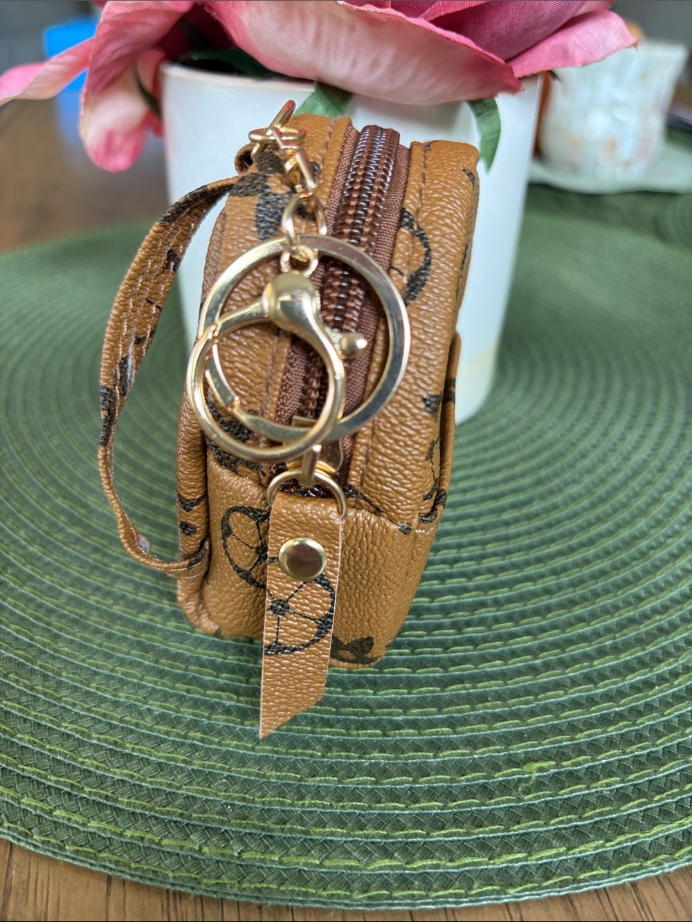 Monogram Blooming Flowers Bag Charm,Mini Pouch, Key Chain Holder, IPod ,Ear Buds - Picture 5 of 5
